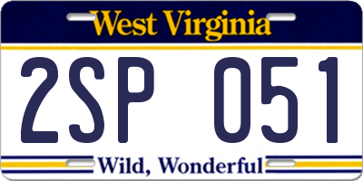 WV license plate 2SP051