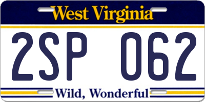WV license plate 2SP062