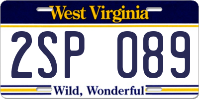 WV license plate 2SP089