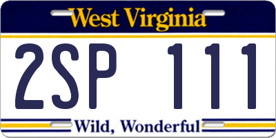 WV license plate 2SP111