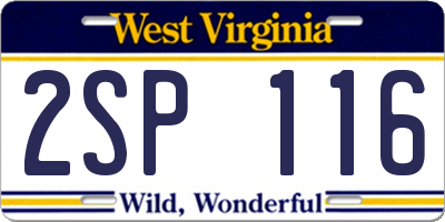 WV license plate 2SP116