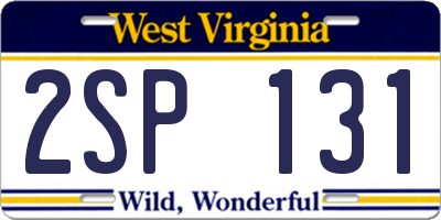 WV license plate 2SP131