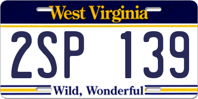 WV license plate 2SP139