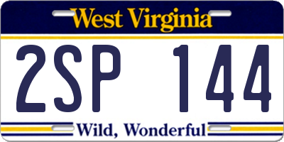 WV license plate 2SP144