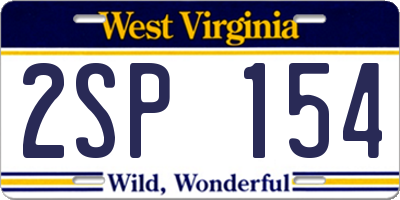 WV license plate 2SP154