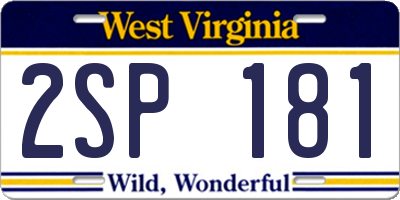 WV license plate 2SP181