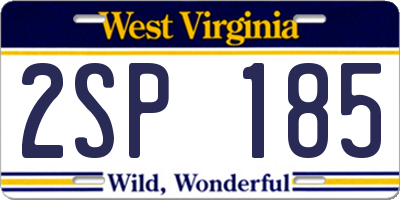 WV license plate 2SP185