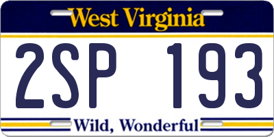 WV license plate 2SP193