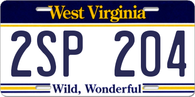 WV license plate 2SP204