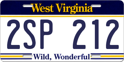 WV license plate 2SP212