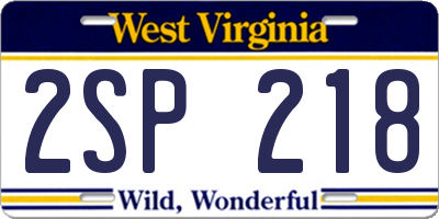 WV license plate 2SP218