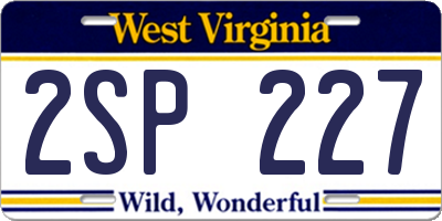 WV license plate 2SP227