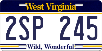 WV license plate 2SP245