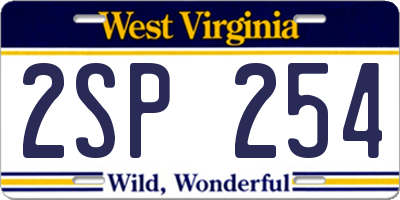 WV license plate 2SP254