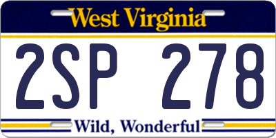 WV license plate 2SP278