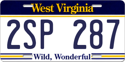 WV license plate 2SP287