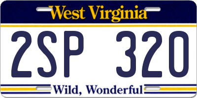 WV license plate 2SP320