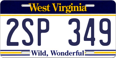 WV license plate 2SP349