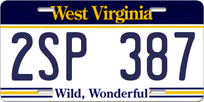 WV license plate 2SP387