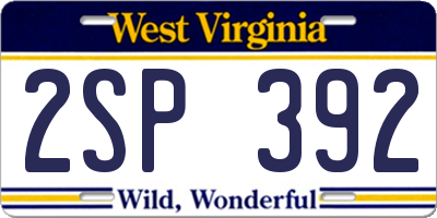 WV license plate 2SP392