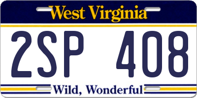 WV license plate 2SP408