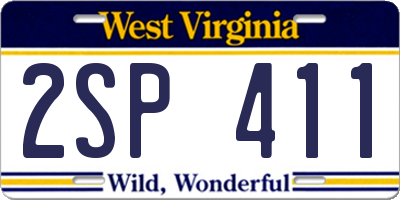 WV license plate 2SP411