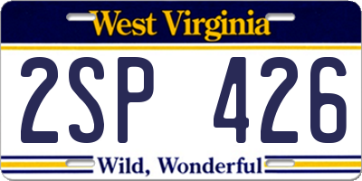 WV license plate 2SP426