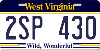 WV license plate 2SP430