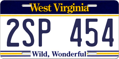 WV license plate 2SP454