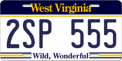 WV license plate 2SP555