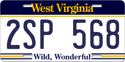 WV license plate 2SP568