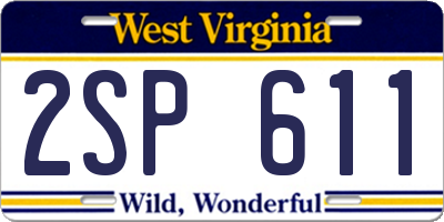 WV license plate 2SP611