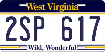 WV license plate 2SP617