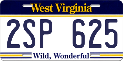 WV license plate 2SP625