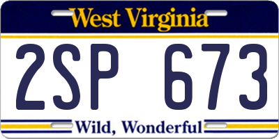 WV license plate 2SP673