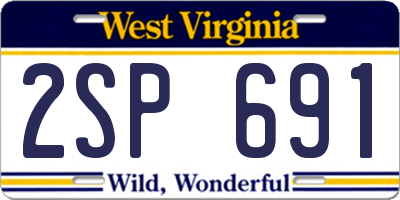 WV license plate 2SP691