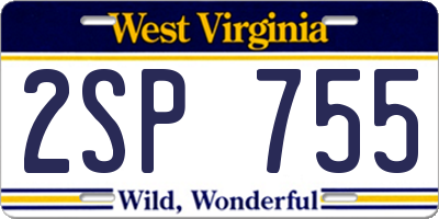 WV license plate 2SP755