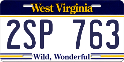 WV license plate 2SP763