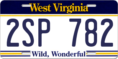 WV license plate 2SP782