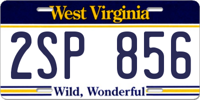 WV license plate 2SP856