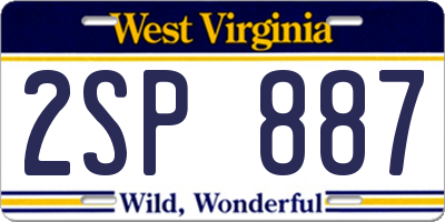 WV license plate 2SP887