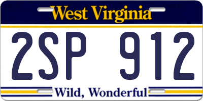 WV license plate 2SP912