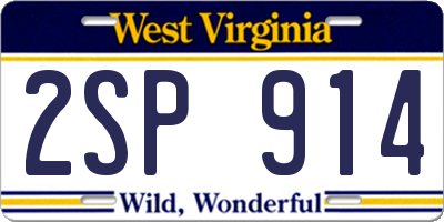 WV license plate 2SP914