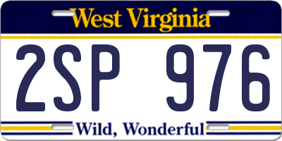 WV license plate 2SP976