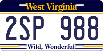 WV license plate 2SP988