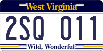 WV license plate 2SQ011