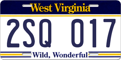 WV license plate 2SQ017