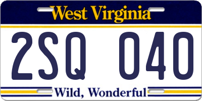 WV license plate 2SQ040