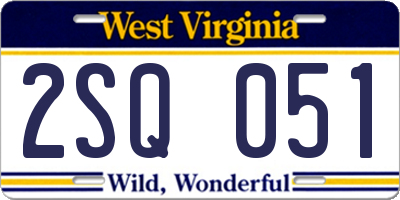 WV license plate 2SQ051
