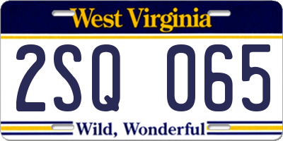 WV license plate 2SQ065